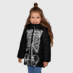 Куртка зимняя для девочки Скелет, цвет: 3D-светло-серый — фото 2