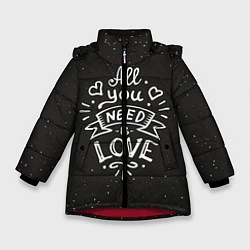 Куртка зимняя для девочки Любовь надпись, цвет: 3D-красный