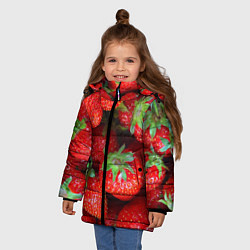Куртка зимняя для девочки Клубничная, цвет: 3D-черный — фото 2