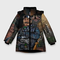 Куртка зимняя для девочки Сталин военный, цвет: 3D-черный