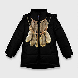 Куртка зимняя для девочки Золотые перья, цвет: 3D-черный