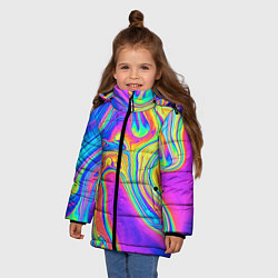 Куртка зимняя для девочки Цветные разводы, цвет: 3D-светло-серый — фото 2