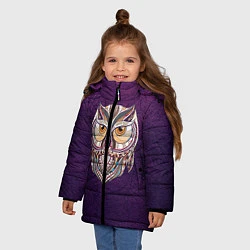 Куртка зимняя для девочки Расписная сова, цвет: 3D-светло-серый — фото 2