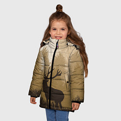 Куртка зимняя для девочки Олень на охоте, цвет: 3D-черный — фото 2