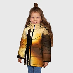 Куртка зимняя для девочки Вечерний рыбак, цвет: 3D-черный — фото 2