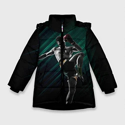 Куртка зимняя для девочки Muay thai kick, цвет: 3D-черный