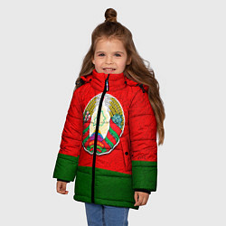 Куртка зимняя для девочки Герб Беларуси, цвет: 3D-красный — фото 2