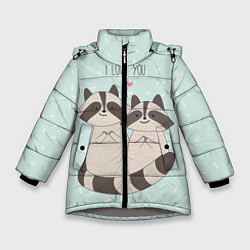 Куртка зимняя для девочки Влюбленные еноты, цвет: 3D-светло-серый