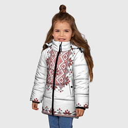 Куртка зимняя для девочки Вышивка 41, цвет: 3D-красный — фото 2