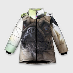 Куртка зимняя для девочки Мопс, цвет: 3D-черный