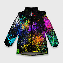 Куртка зимняя для девочки Брызги красок, цвет: 3D-светло-серый