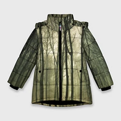 Куртка зимняя для девочки Чарующий лес, цвет: 3D-черный