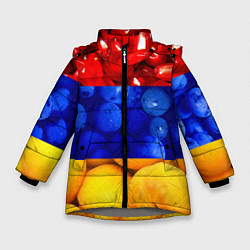 Куртка зимняя для девочки Флаг Армении, цвет: 3D-светло-серый