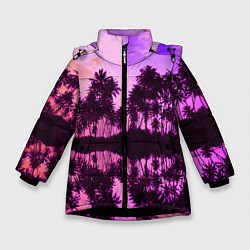 Куртка зимняя для девочки Hawaii dream, цвет: 3D-черный