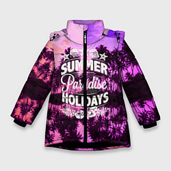 Куртка зимняя для девочки Hawaii dream 2, цвет: 3D-черный