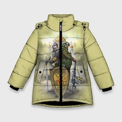 Куртка зимняя для девочки Имперская русь, цвет: 3D-черный
