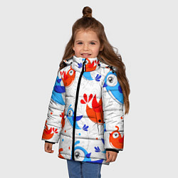 Куртка зимняя для девочки Птички, цвет: 3D-черный — фото 2