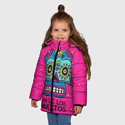 Куртка зимняя для девочки Мексиканский череп, цвет: 3D-черный — фото 2