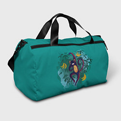 Сумки спортивные Веселая обезьяна на бирюзовом фоне, цвет: 3D-принт