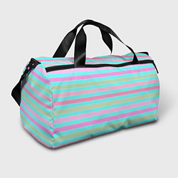 Сумки спортивные Pink turquoise stripes horizontal Полосатый узор, цвет: 3D-принт