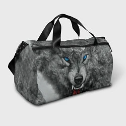 Сумки спортивные Агрессивный волк с синими глазами, цвет: 3D-принт