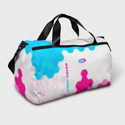 Сумки спортивные Land Rover neon gradient style: надпись, символ, цвет: 3D-принт