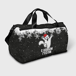 Сумки спортивные С Новым годом - кот Саймона и снежинки, цвет: 3D-принт