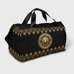 Сумки спортивные Медведь золотой барельеф с этническим орнаментом, цвет: 3D-принт