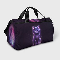 Сумки спортивные Неоновый котик в лесу, цвет: 3D-принт