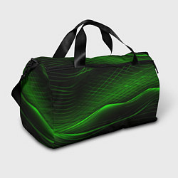 Сумки спортивные Green lines black backgrouns, цвет: 3D-принт
