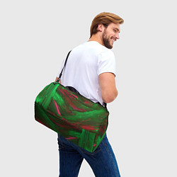 Сумки спортивные Волнистые линии зелёные и красные, цвет: 3D-принт — фото 2