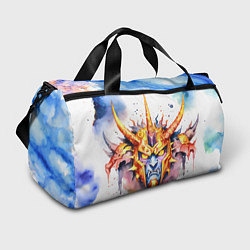 Спортивная сумка Агрессивный оранжевый робот акварель