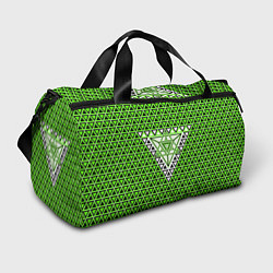 Сумки спортивные Зелёные и чёрные треугольники, цвет: 3D-принт