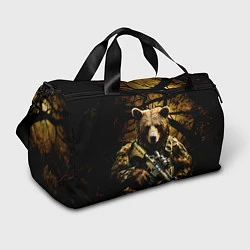 Сумки спортивные Медведь солдат в дремучем лесу, цвет: 3D-принт