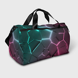 Сумки спортивные Голубые и малиновые неоновые плиты в разломе, цвет: 3D-принт