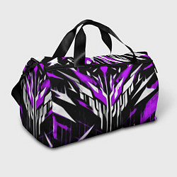 Сумки спортивные Purple and white abstraction on a black background, цвет: 3D-принт
