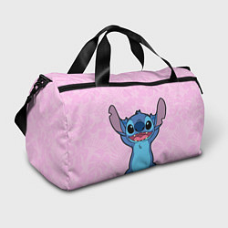 Сумки спортивные Stitch on a pink background, цвет: 3D-принт