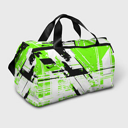 Сумки спортивные Diagonal black and green stripes on a white backgr, цвет: 3D-принт