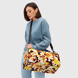 Сумки спортивные Жёлто-белая абстракция на чёрном фоне, цвет: 3D-принт — фото 2