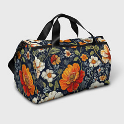 Сумки спортивные Маки и пионы старинный паттерн, цвет: 3D-принт