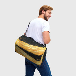 Сумки спортивные Золотистая материя на черном фоне, цвет: 3D-принт — фото 2