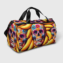 Сумки спортивные Цветочный череп среди бананов - нейроарт, цвет: 3D-принт