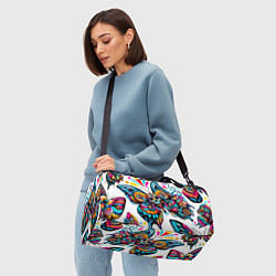 Сумки спортивные Бабочка и череп - нейроарт паттерн, цвет: 3D-принт — фото 2