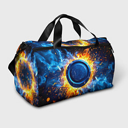Сумки спортивные Шайба в синем пламени, цвет: 3D-принт