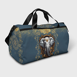 Сумки спортивные Слон лотос и золотая мандала, цвет: 3D-принт