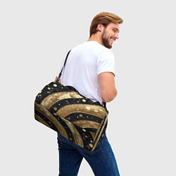 Сумки спортивные Выпуклая золотая текстура на черном, цвет: 3D-принт — фото 2