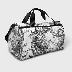 Сумки спортивные Татуировка дракона на белом, цвет: 3D-принт