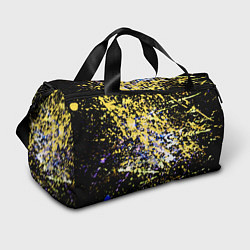 Сумки спортивные Желто синяя краска на черном, цвет: 3D-принт