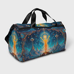 Сумки спортивные Светящаяся оранжевая фигура и круг: энергетическое, цвет: 3D-принт