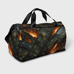 Сумки спортивные Разорванный камуфляж с огнем, цвет: 3D-принт